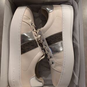 Michael Kors Cream and Silver Sneakers